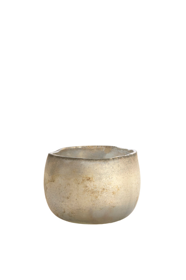 Light & Living Accessories Tealight 12x9 cm SUNGAI glass matt antique grey-brown House of Isabella UK