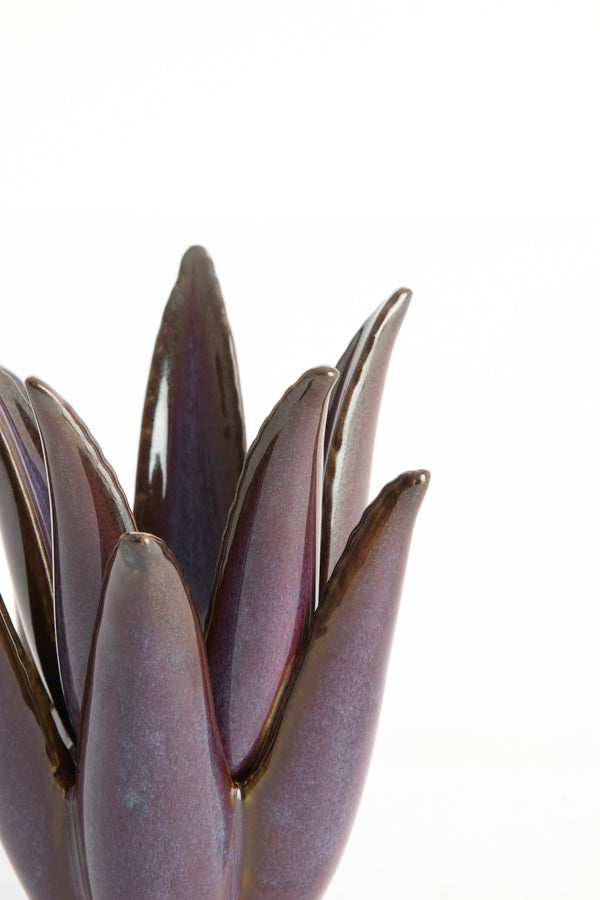 Light & Living Accessories Tealight 13x15 cm CACTUS ceramics dark purple House of Isabella UK