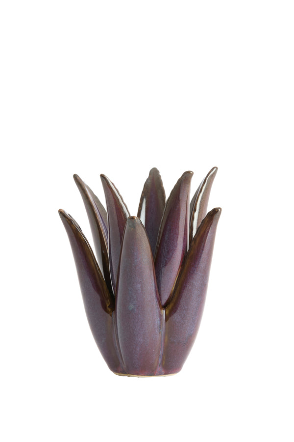 Light & Living Accessories Tealight 13x15 cm CACTUS ceramics dark purple House of Isabella UK