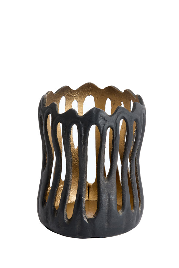 Light & Living Accessories Tealight 13x16 cm TIVOLI black+gold House of Isabella UK