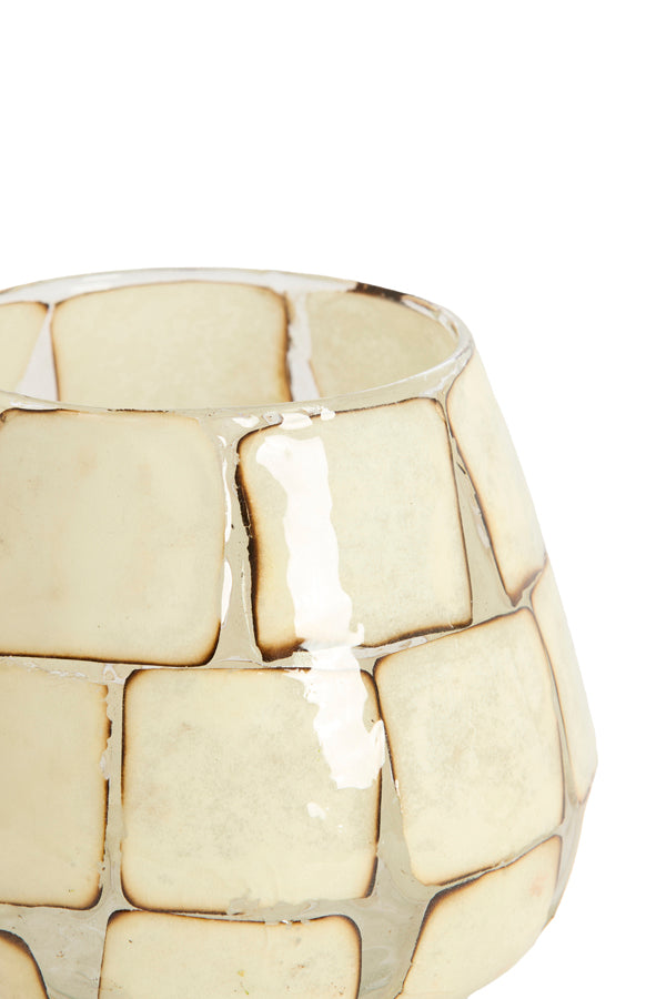 Light & Living Accessories Tealight 14x14 cm KUALA glass clear+cream House of Isabella UK