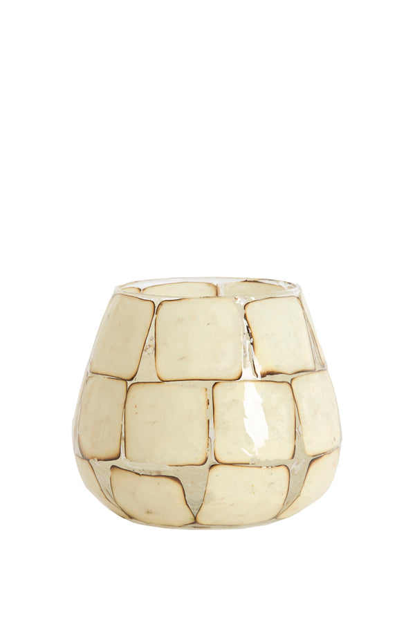 Light & Living Accessories Tealight 14x14 cm KUALA glass clear+cream House of Isabella UK