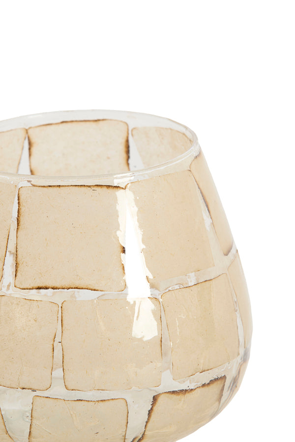 Light & Living Accessories Tealight 14x14 cm KUALA glass clear+sand House of Isabella UK
