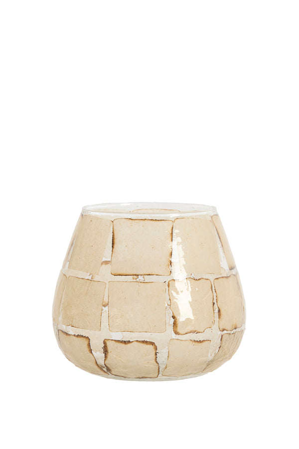 Light & Living Accessories Tealight 14x14 cm KUALA glass clear+sand House of Isabella UK