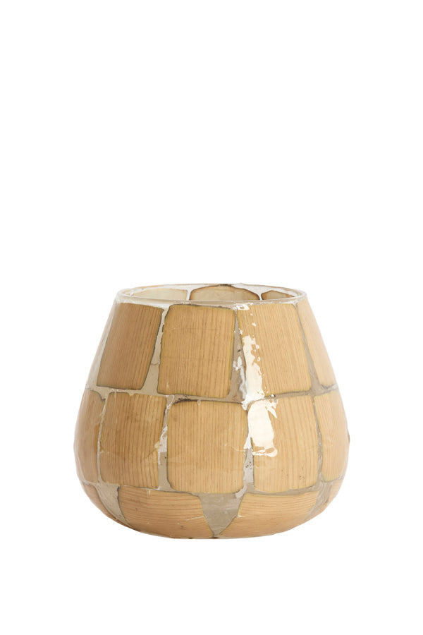 Light & Living Accessories Tealight 14x14 cm KUALA glass clear+terra House of Isabella UK