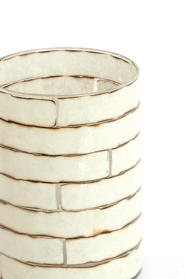 Light & Living Accessories Tealight 14x20 cm DRONERI glass clear+cream House of Isabella UK