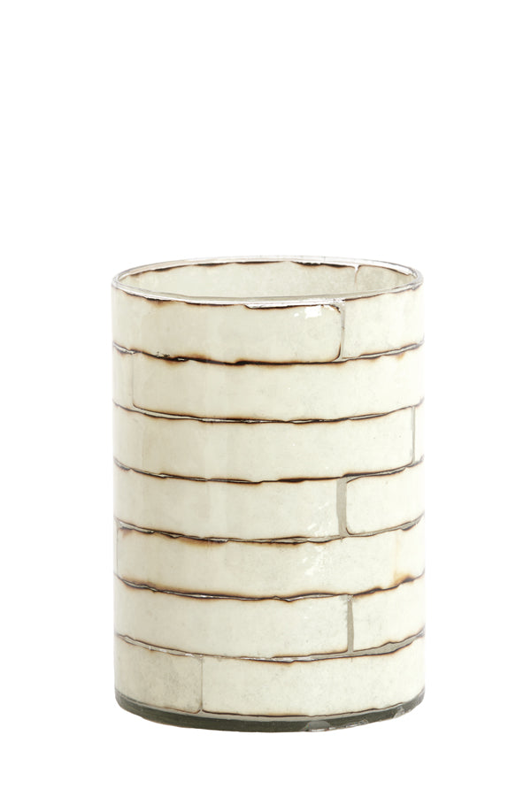 Light & Living Accessories Tealight 14x20 cm DRONERI glass clear+cream House of Isabella UK