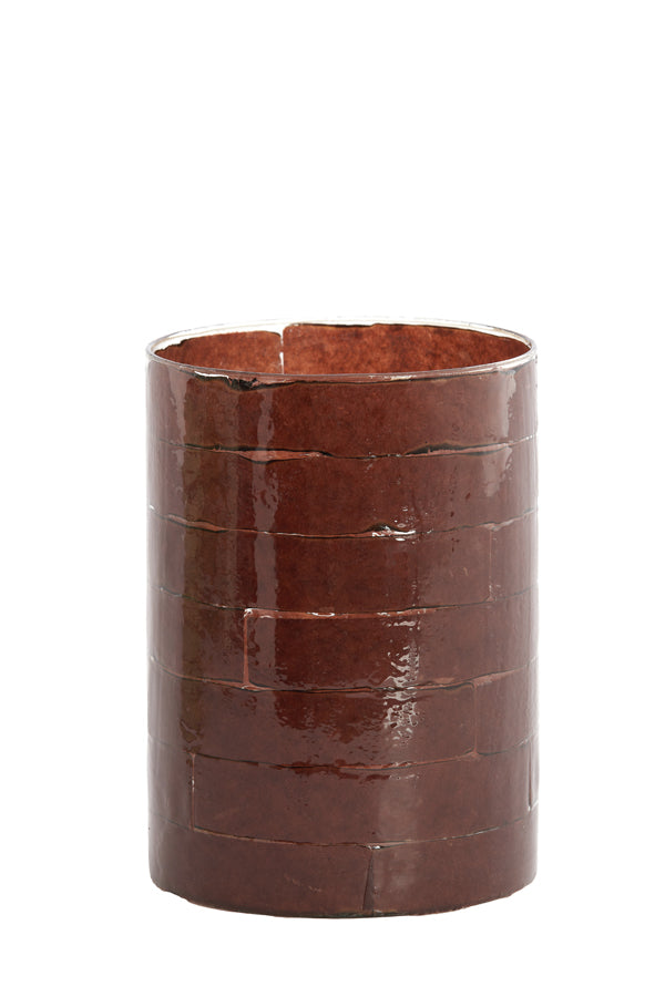 Light & Living Accessories Tealight 14x20 cm DRONERI glass clear+dark brown House of Isabella UK