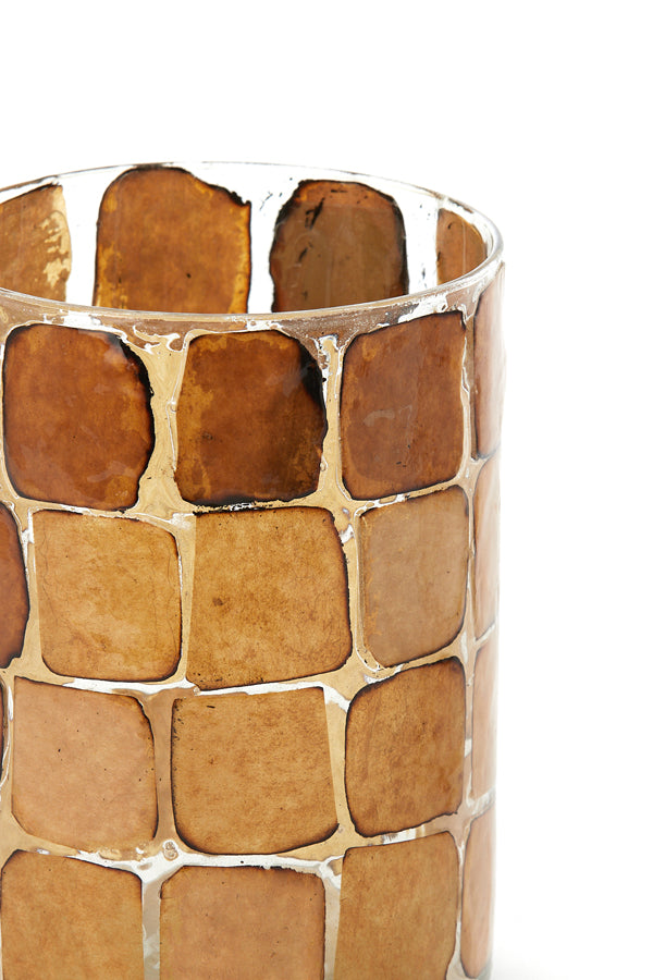 Light & Living Accessories Tealight 14x20 cm DRONERO glass clear+brown House of Isabella UK