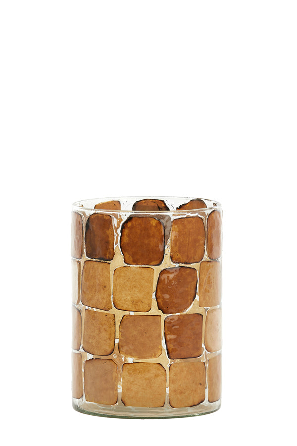 Light & Living Accessories Tealight 14x20 cm DRONERO glass clear+brown House of Isabella UK