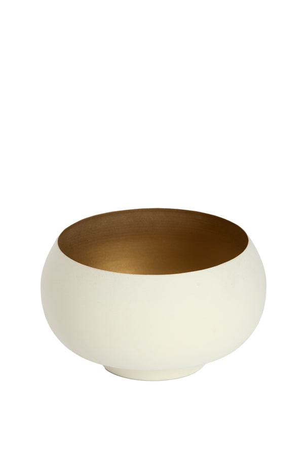 Light & Living Accessories Tealight 15x9 cm RAPALLO matt cream+gold House of Isabella UK