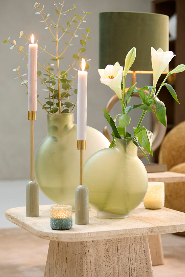 Light & Living Accessories Tealight 7x7 cm MORITA glass green blue House of Isabella UK