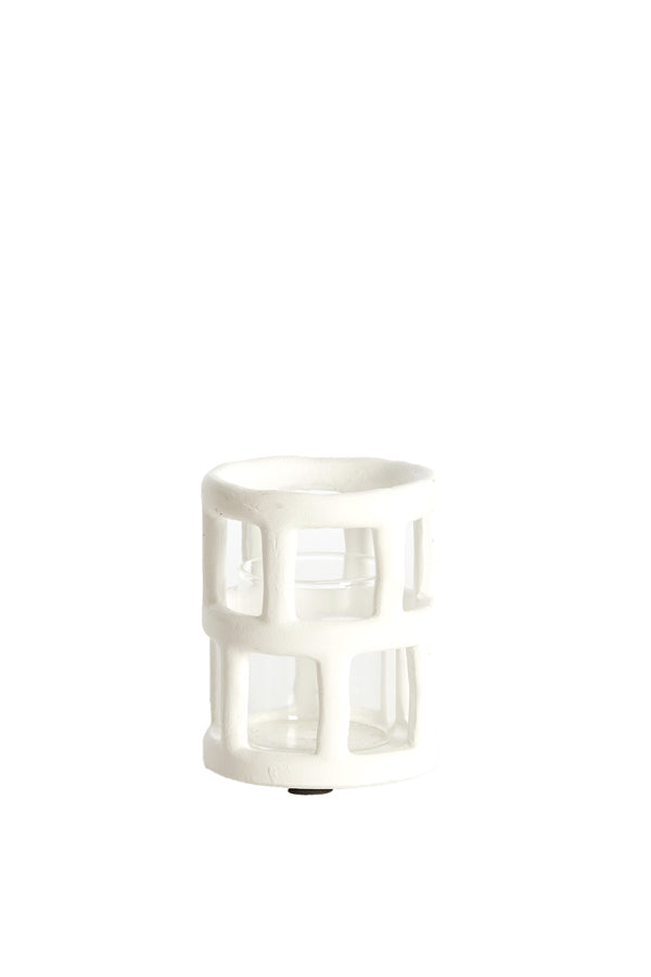 Light & Living Accessories Tealight 8,5x10 cm ALIMOS white+glass House of Isabella UK