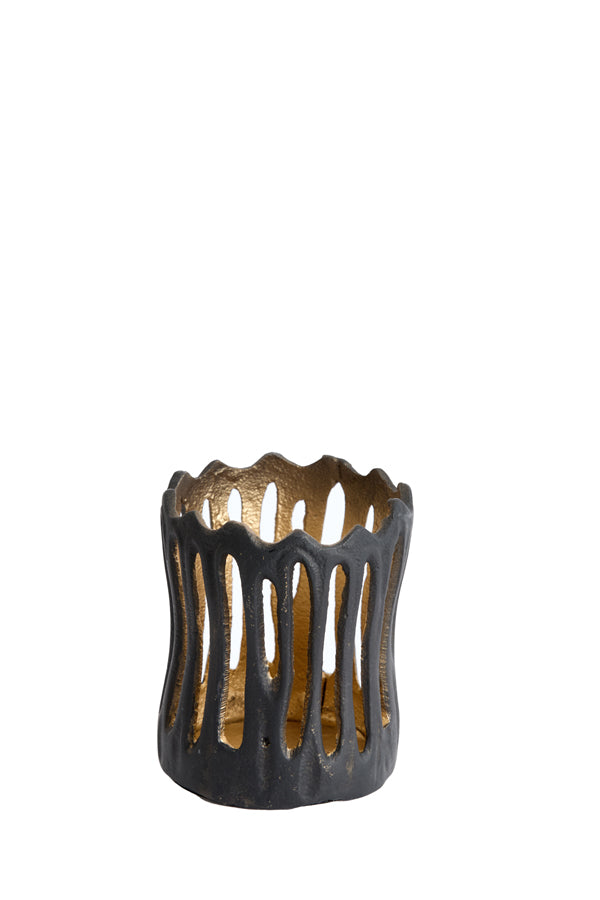 Light & Living Accessories Tealight 8,5x10 cm TIVOLI black+gold House of Isabella UK