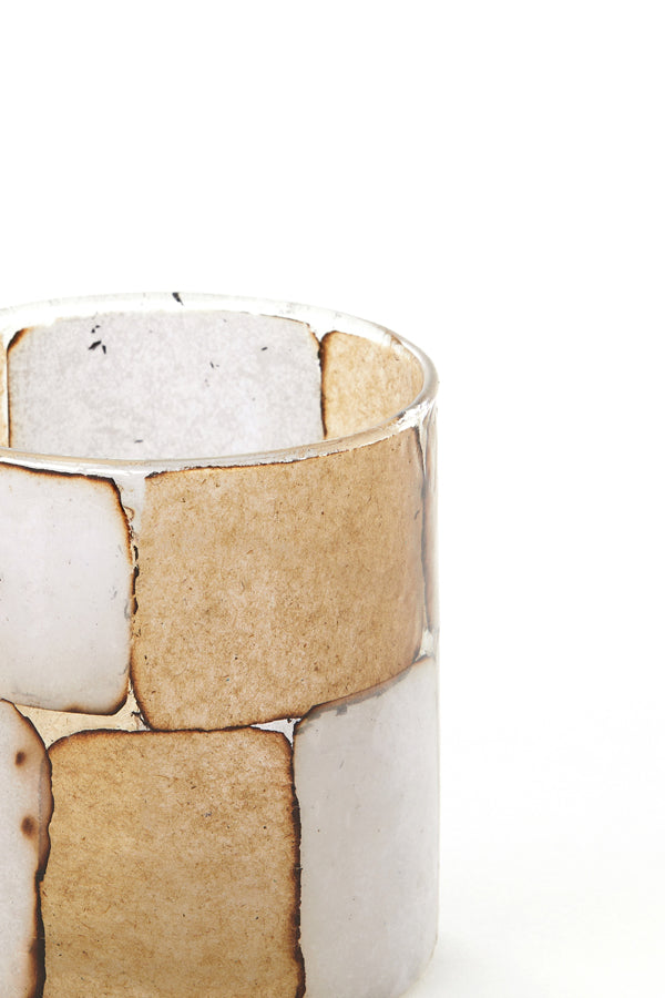 Light & Living Accessories Tealight 8x9 cm DRONERO glass clear+white+brown House of Isabella UK
