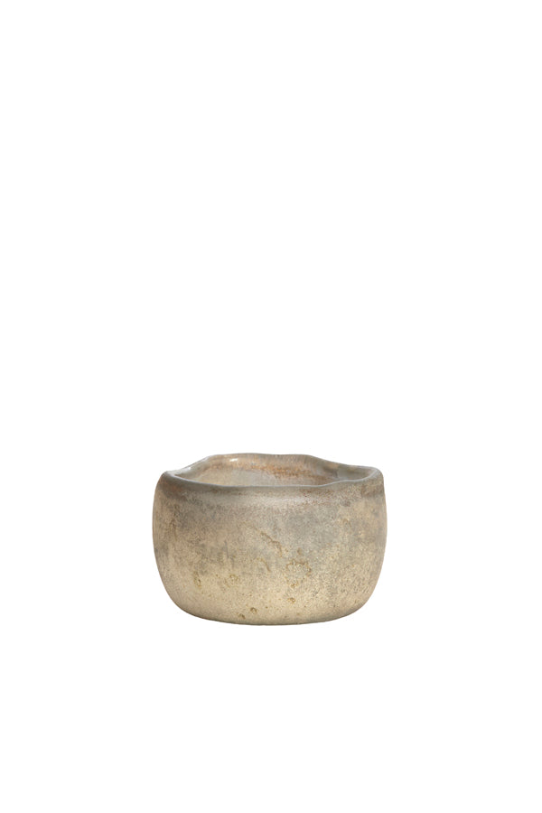 Light & Living Accessories Tealight 9x6 cm SUNGAI glass matt antique grey-brown House of Isabella UK
