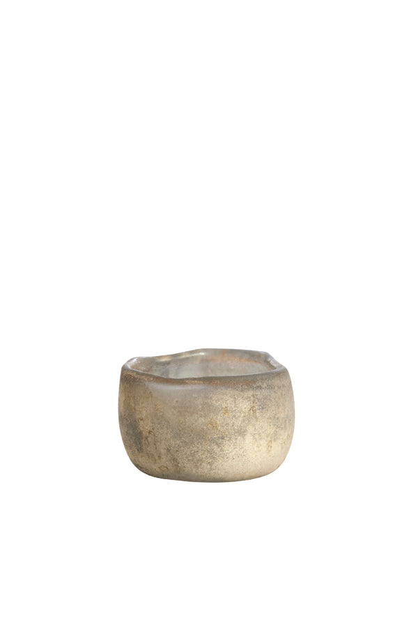 Light & Living Accessories Tealight 9x6 cm SUNGAI glass matt antique grey-brown House of Isabella UK