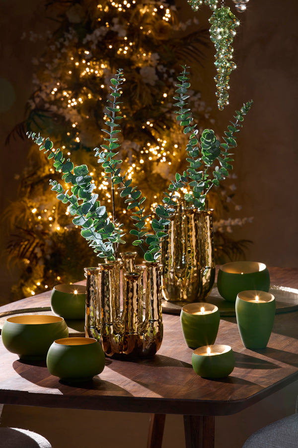 Light & Living Accessories Tealight 9x6 cm VEROLI matt olive green+gold House of Isabella UK