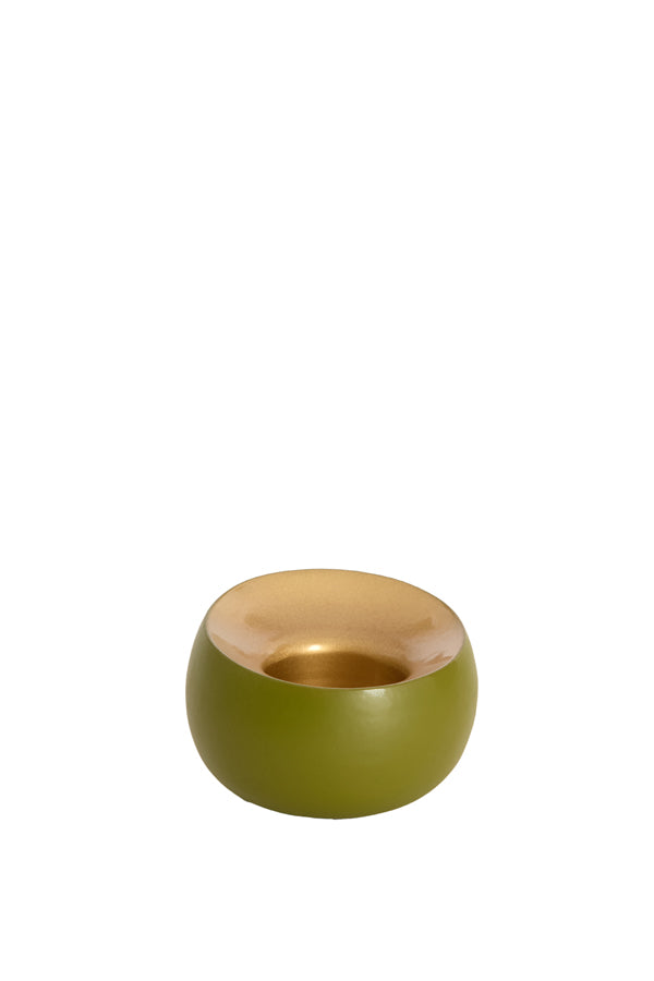 Light & Living Accessories Tealight 9x6 cm VEROLI matt olive green+gold House of Isabella UK