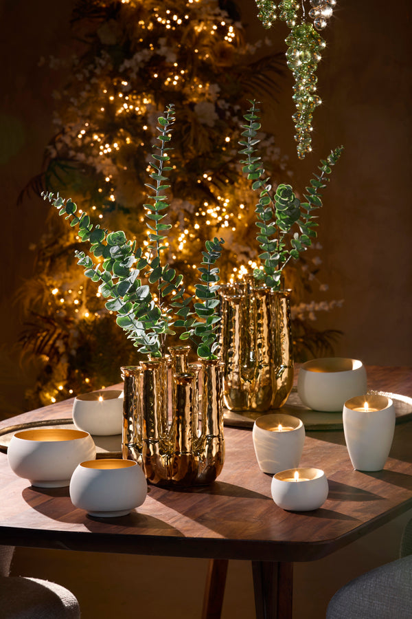 Light & Living Accessories Tealight 9x9 cm VEROLI matt cream+gold House of Isabella UK