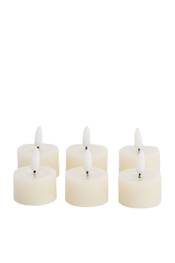Light & Living Accessories Tealight candle LED S/6 6x4,5x2,5 cm FARIA cream House of Isabella UK