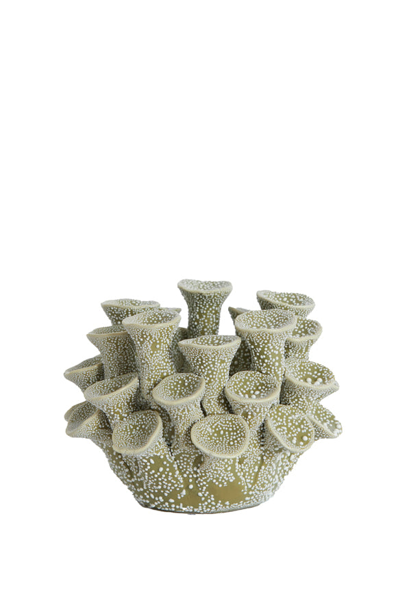 Light & Living Accessories Tealight holder 10,5x7,5 cm DELARA porcelain olive green House of Isabella UK