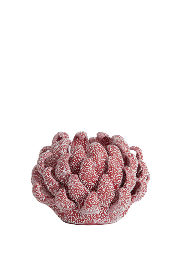 Light & Living Accessories Tealight holder 10,5x7,5 cm SERINA porcelain red House of Isabella UK