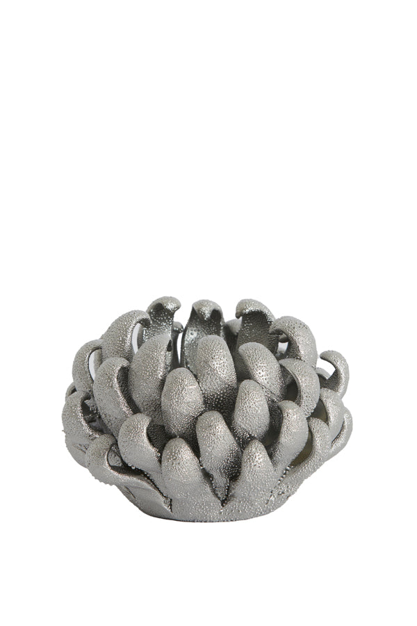 Light & Living Accessories Tealight holder 10,5x7,5 cm SERINA porcelain silver House of Isabella UK