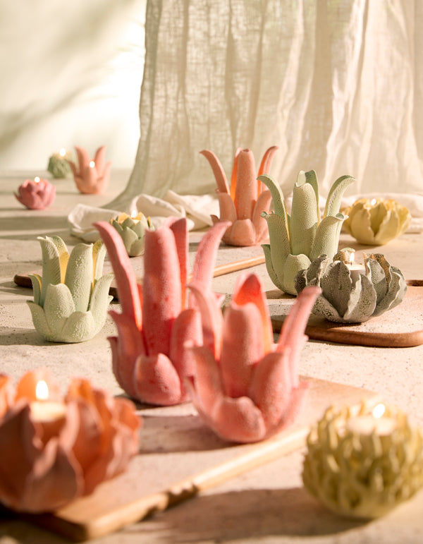 Light & Living Accessories Tealight holder 13,5x17,5 cm KRENA porcelain peach House of Isabella UK
