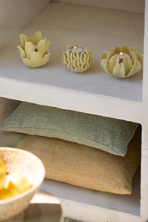 Light & Living Accessories Tealight holder 14x8,5 cm KRANA porcelain light yellow House of Isabella UK