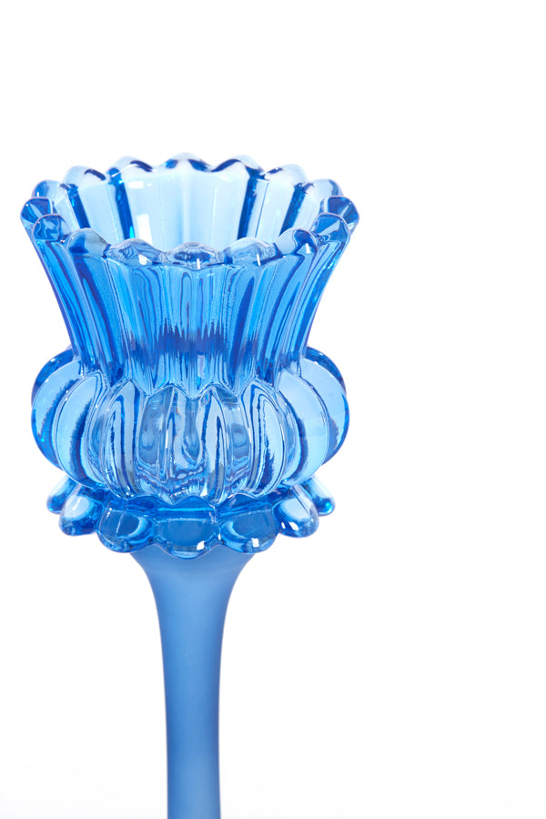 Light & Living Accessories Tealight on base 8x22 cm FLOWI glass blue House of Isabella UK