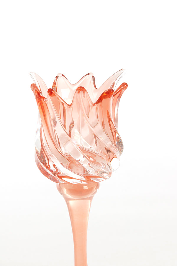 Light & Living Accessories Tealight on base 9,5x21 cm FLORA glass matt coral+coral House of Isabella UK