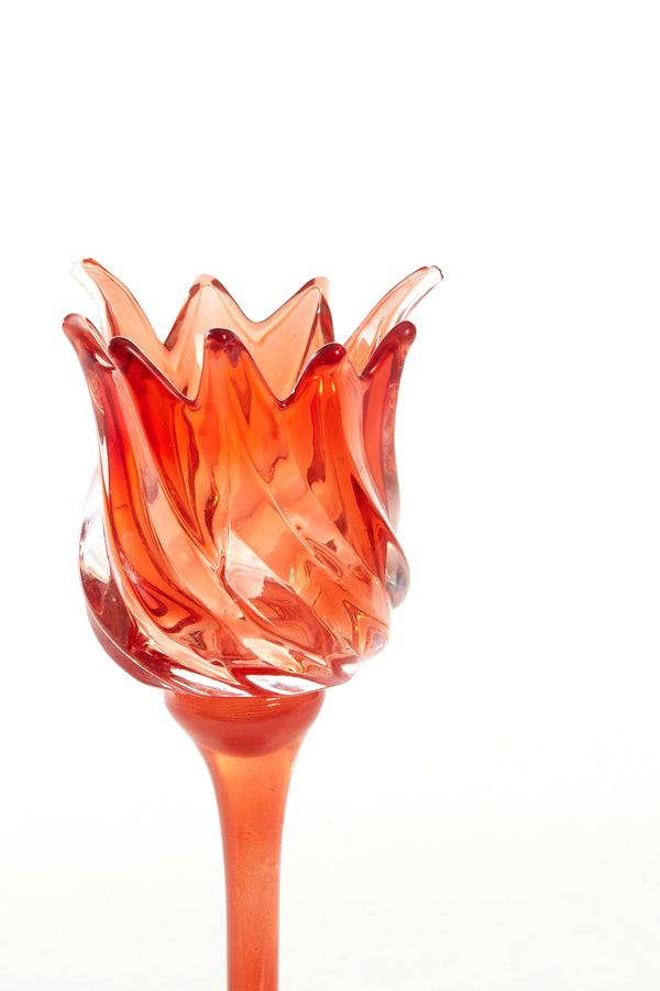 Light & Living Accessories Tealight on base 9,5x21 cm FLORA glass matt red+red House of Isabella UK