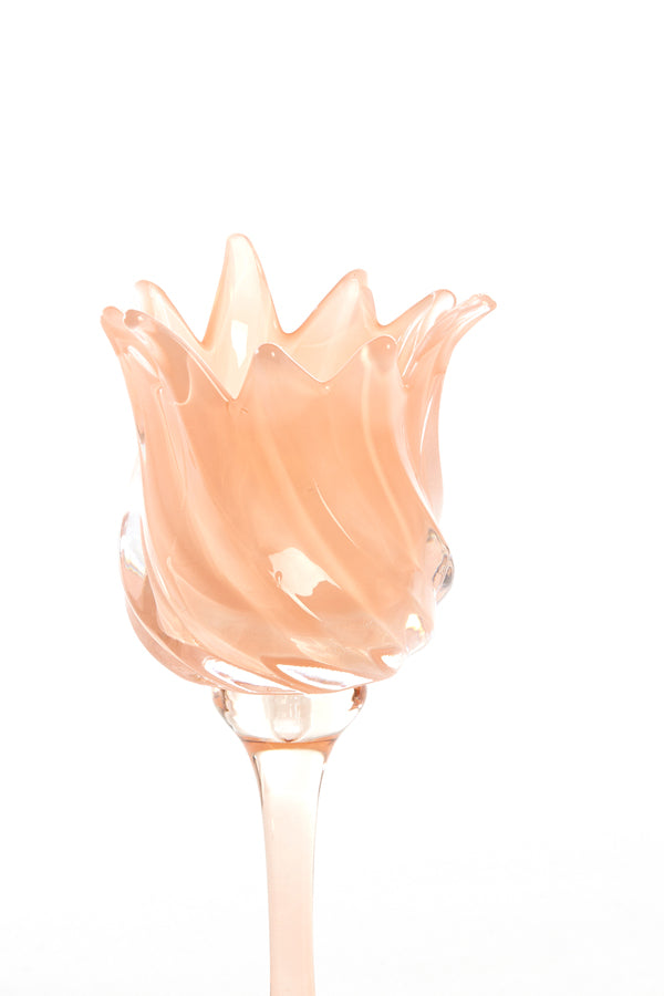 Light & Living Accessories Tealight on base 9,5x21 cm FLORA glass peach+matt peach House of Isabella UK