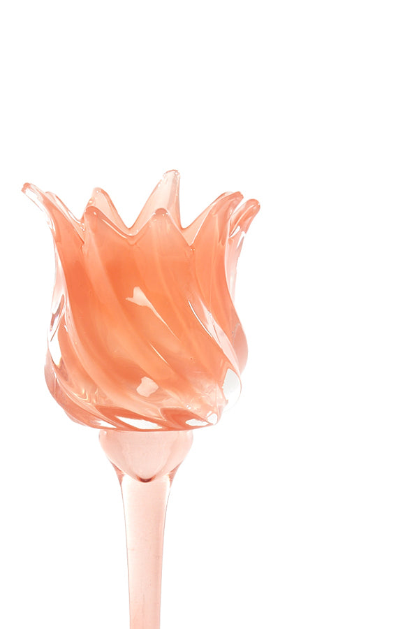 Light & Living Accessories Tealight on base 9,5x24 cm FLORA glass coral+matt coral House of Isabella UK