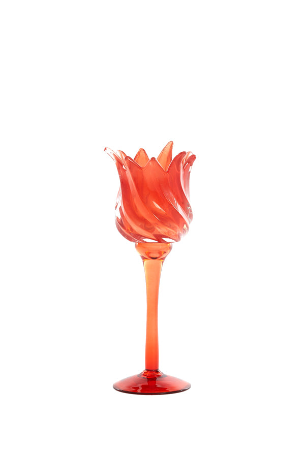 Light & Living Accessories Tealight on base 9,5x24 cm FLORA glass red+matt red House of Isabella UK