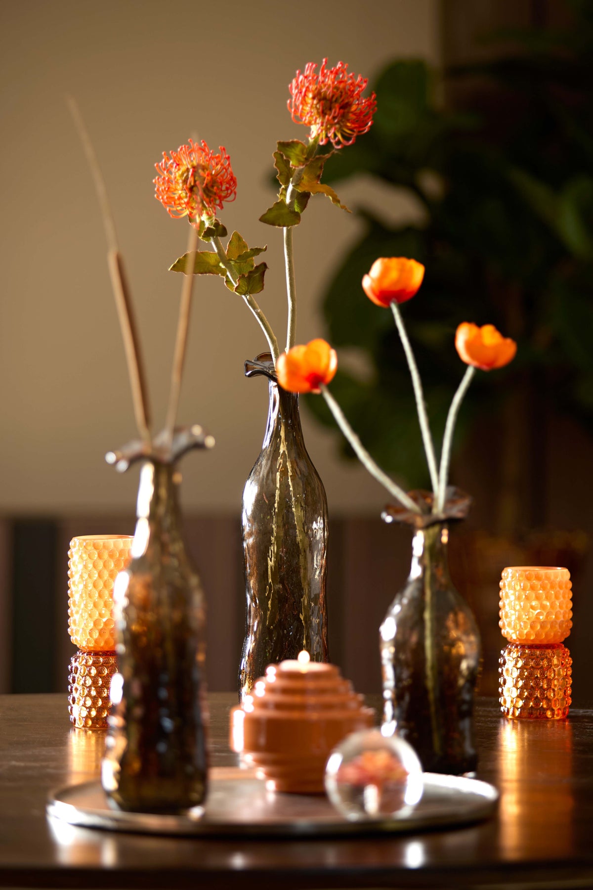 Light & Living Accessories Tealight on base 9x16 cm BUBLINI glass orange House of Isabella UK