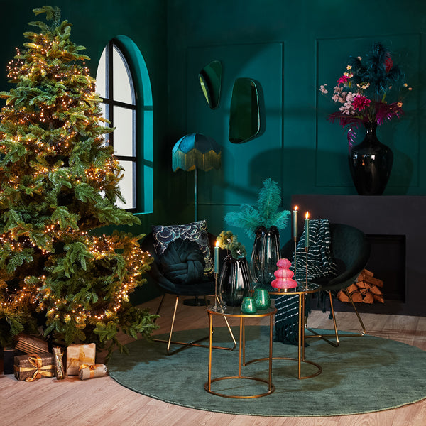 Light & Living Accessories Throw 170x130 cm ALCOBA dark green+white House of Isabella UK