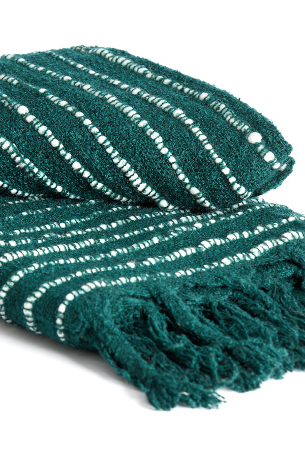 Light & Living Accessories Throw 170x130 cm ALCOBA dark green+white House of Isabella UK