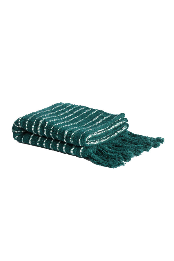 Light & Living Accessories Throw 170x130 cm ALCOBA dark green+white House of Isabella UK