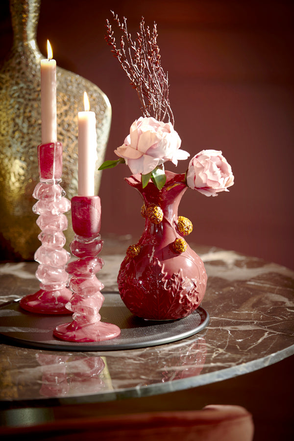 Light & Living Accessories Vase 12x20 cm BLISSA ceramics burgundy+brown House of Isabella UK