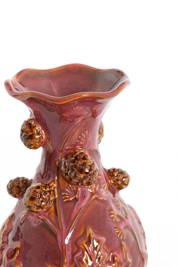 Light & Living Accessories Vase 12x20 cm BLISSA ceramics burgundy+brown House of Isabella UK