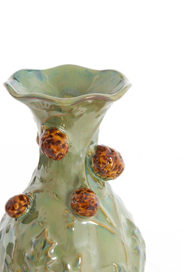 Light & Living Accessories Vase 12x20 cm BLISSA ceramics dark green+brown House of Isabella UK