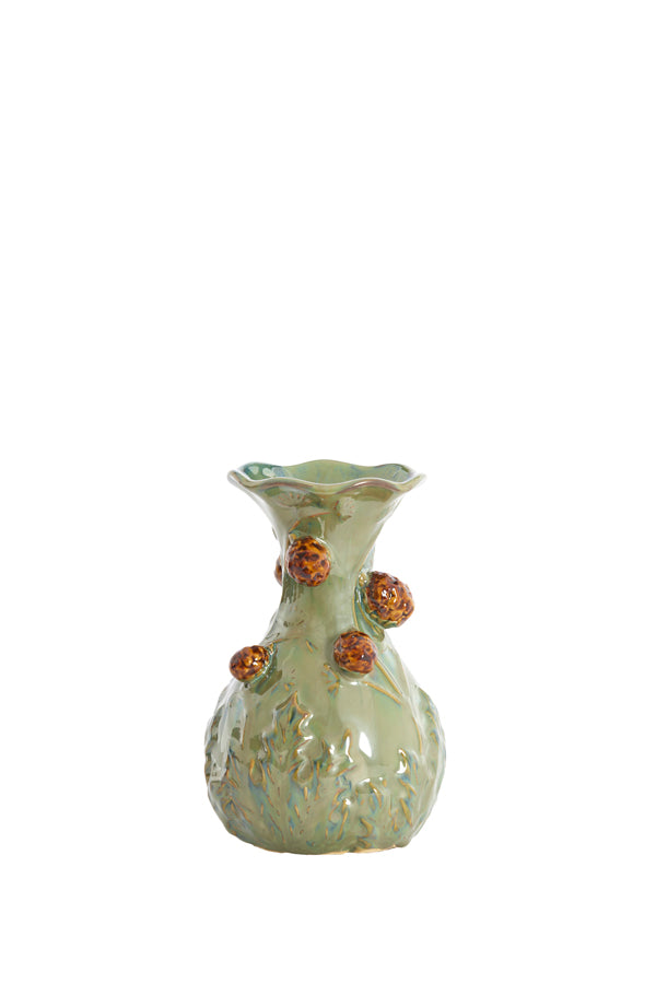 Light & Living Accessories Vase 12x20 cm BLISSA ceramics dark green+brown House of Isabella UK