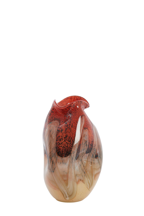 Light & Living Accessories Vase 14,5x25 cm JORIEN glass red+taupe House of Isabella UK