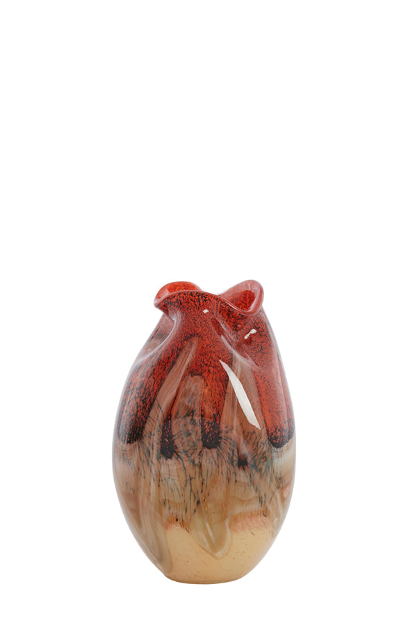 Light & Living Accessories Vase 14,5x25 cm JORIEN glass red+taupe House of Isabella UK