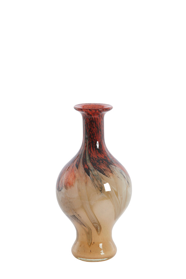 Light & Living Accessories Vase 14,5x29,5 cm JORVEN glass red+taupe House of Isabella UK