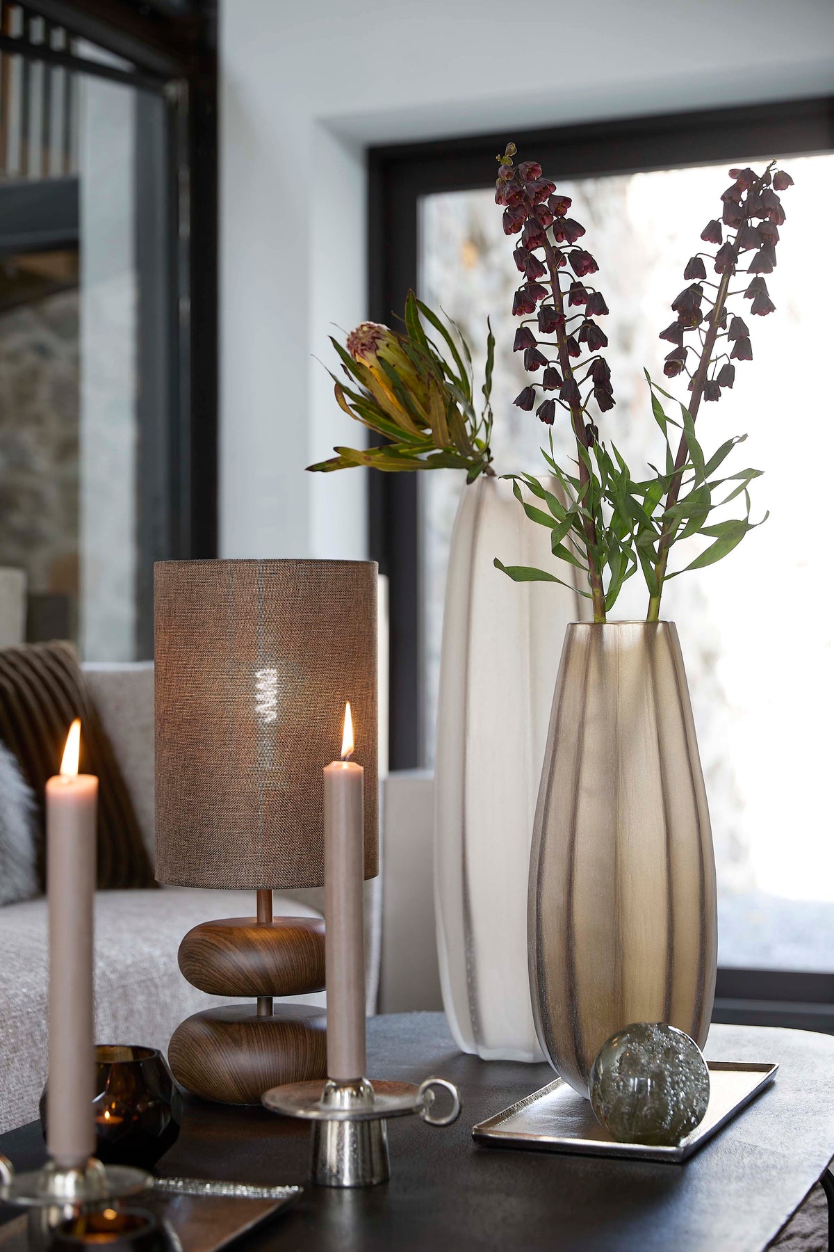Light & Living Accessories Vase 17,5x44,5 cm BRADLEY glass light brown House of Isabella UK
