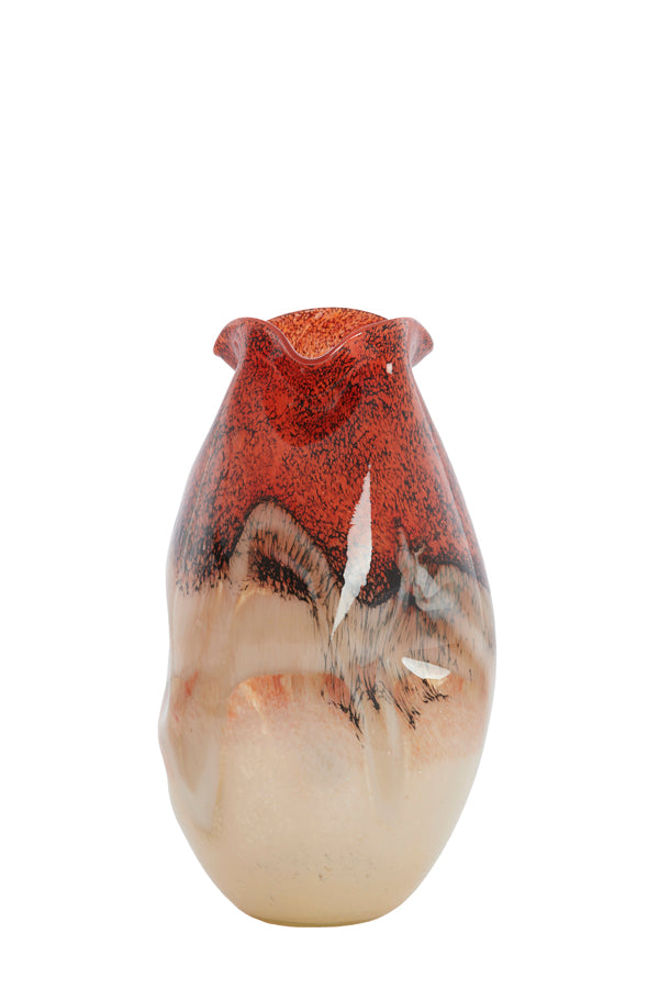 Light & Living Accessories Vase 18x32 cm JORIEN glass red+taupe House of Isabella UK
