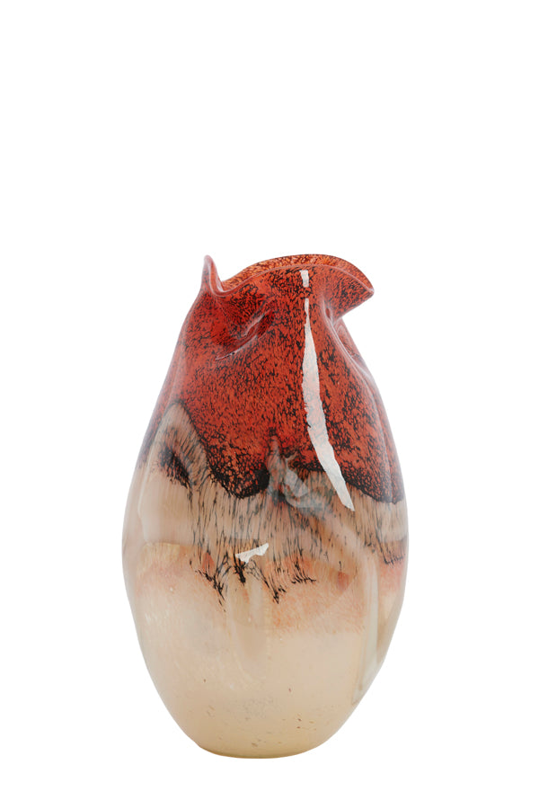 Light & Living Accessories Vase 18x32 cm JORIEN glass red+taupe House of Isabella UK